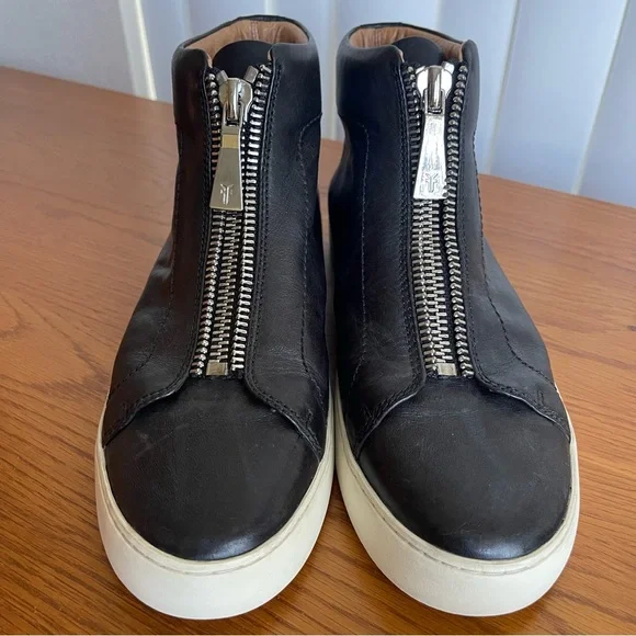 Frye Women’s Lena Zip Up Leather High Top Sneakers Black Size 9 - Picture 8 of 16
